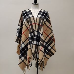 Vintage Highland Home Industries Lambswool Plaid Poncho, Size OS